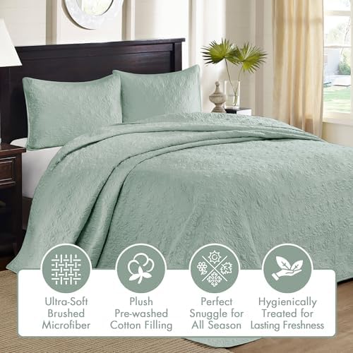 Madison Park Quebec Reversible Quilt Set Damask Design Queen 3 Piece
