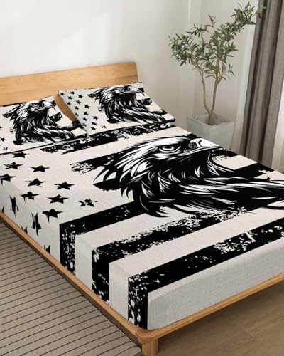 Boanket 4th of July Full Sheet Set - Black Eagle Pattern