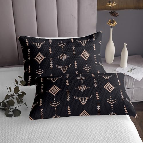 Erosebridal Bull Skull Queen Bedspread Set