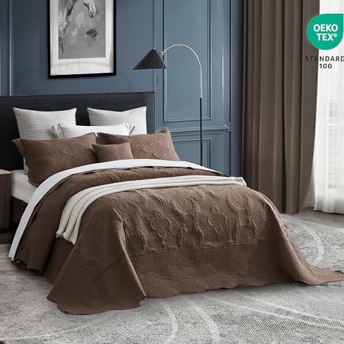 HZ HY Oversized King Bedspread Set Mocha