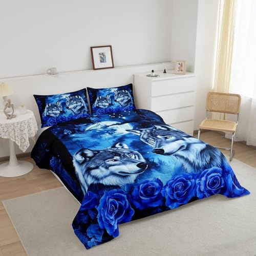 Erosebridal Wolf Couple King Size Bedding Set
