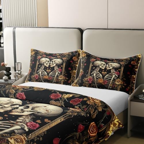 Manfei Couple Skeleton Kids Duvet Cover Set