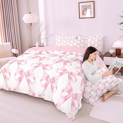 Feelyou 7-Piece Pink Bow Comforter Set for Girls