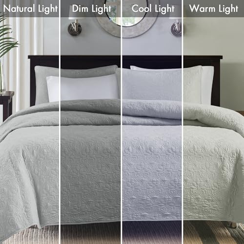 Madison Park Quebec Quilt Set - Grey 3 Piece