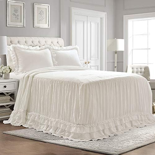 Lush Decor Ella Ruffle Lace Bedspread Set Queen White