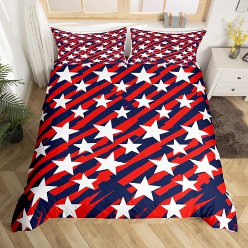 American Flag Duvet Cover Set Queen 4th of July Bedding