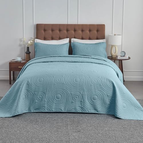 Oversized King Bedspread Set 128x120 Blue