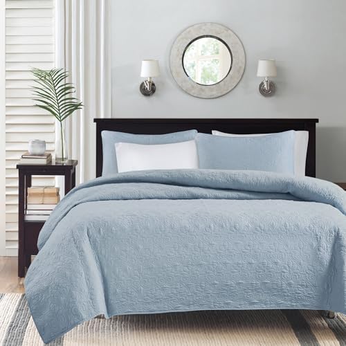 Madison Park Quebec Quilt Set Dusty Blue 3 Piece
