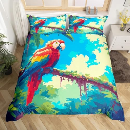 Feelyou Colorful Parrots Duvet Cover Set 3Pcs 1