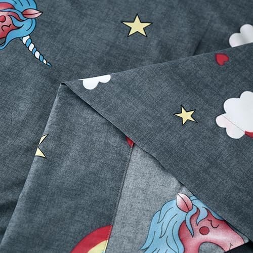 SDIII 4PCS Unicorn Queen Sheet Set - Gray Microfiber
