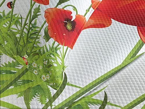 Lunarable Ladybugs Bedspread Set Queen Size Green Red 1