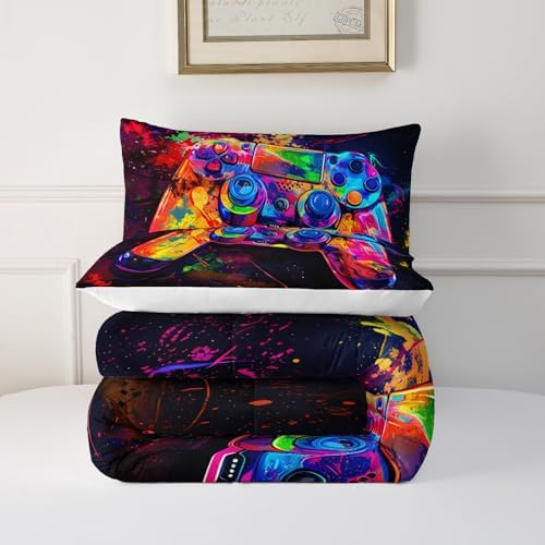 OUIXOTIC 3D Gaming Comforter Set for Boys Full Size