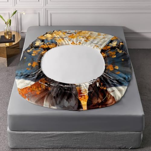 White Brown Horses Fitted Sheet Queen Size Set