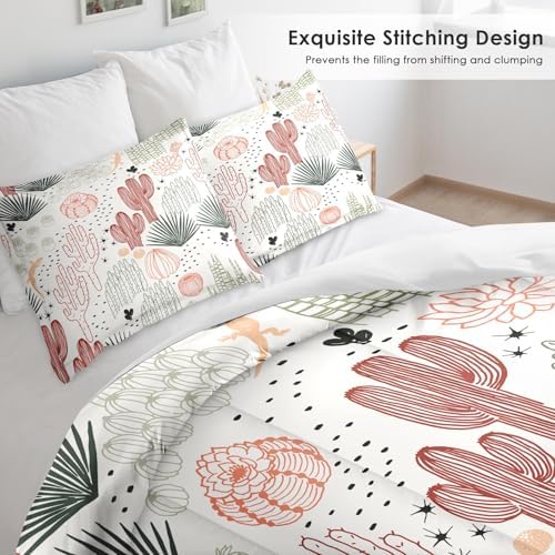 Pamnest Comforter Set Full Size - Cactus Flower Floral Design