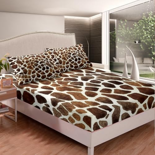 Feelyou Giraffe Print Sheet Set King Size 4Pcs 1