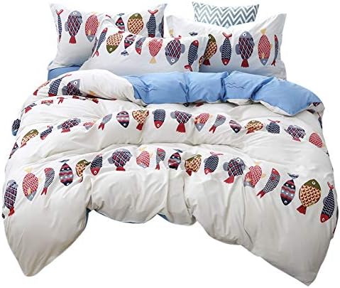 Feelyou Fish Duvet Cover Set Queen 3 Pieces