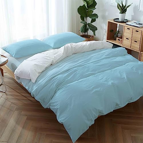 LooPoP 4PCS California King Comforter Set Gradient Blue White Ombre