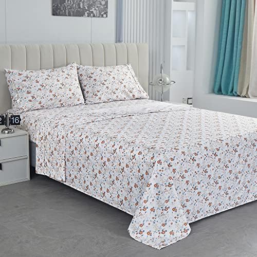 Softan Orange Floral Twin Sheet Set - 3 Piece