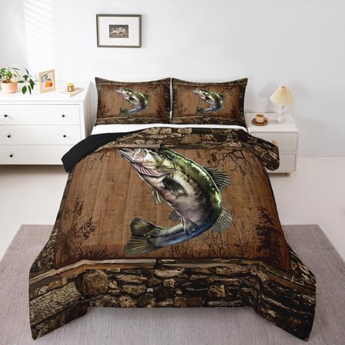 Feelyou King Size Fish Comforter Set 3Pcs