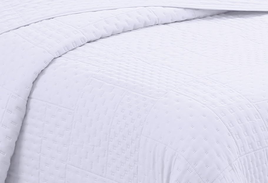 Elegant Home Luxury Modern Coverlet Bedspread Set 3 PC Ruby White KingCal-King