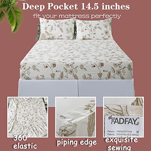 FADFAY Floral Twin XL Sheets 4Pcs Set