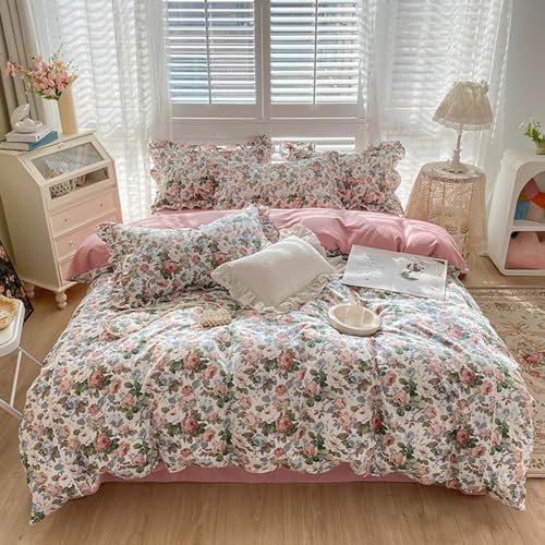 4 Piece Shabby Chic Duvet Cover Set for Girls Kids Teens