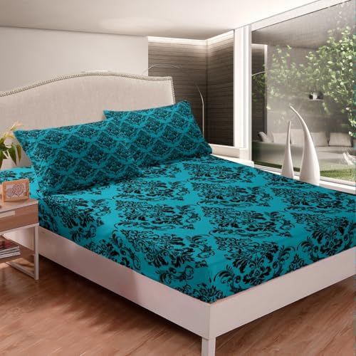 Gothic Bohemian Floral Twin Fitted Sheet Set