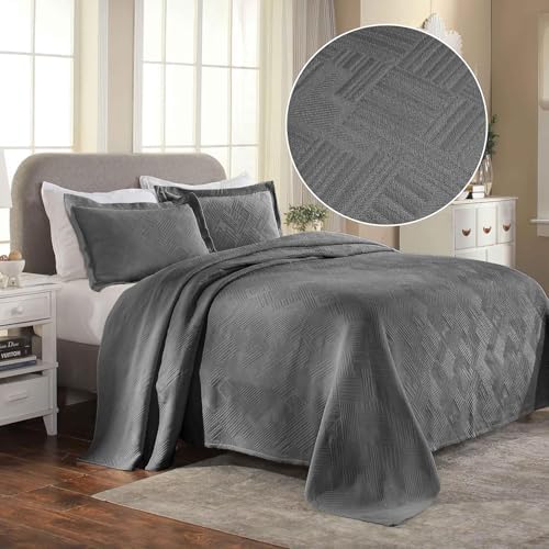 Superior 100 Cotton Geometric Bedspread Set Twin Charcoal