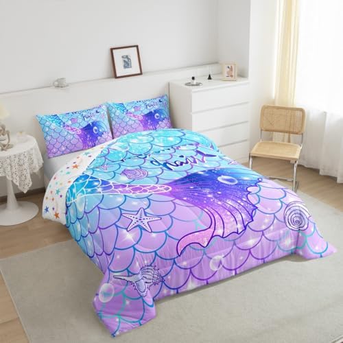 Feelyou Mermaid Comforter Set for Kids Full Size