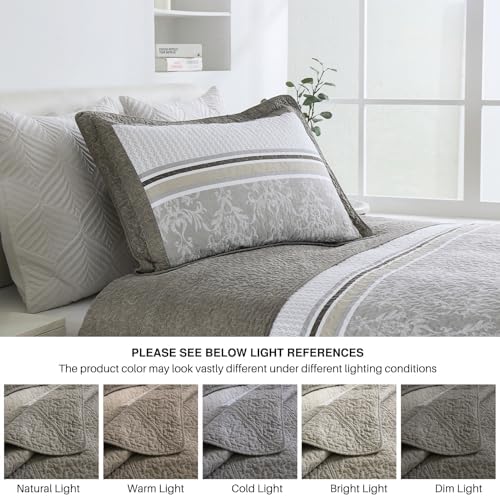 DDUOXIN 3 Piece King Bedspread Set - 120x120 Cotton Quilt with Pillow Shams
