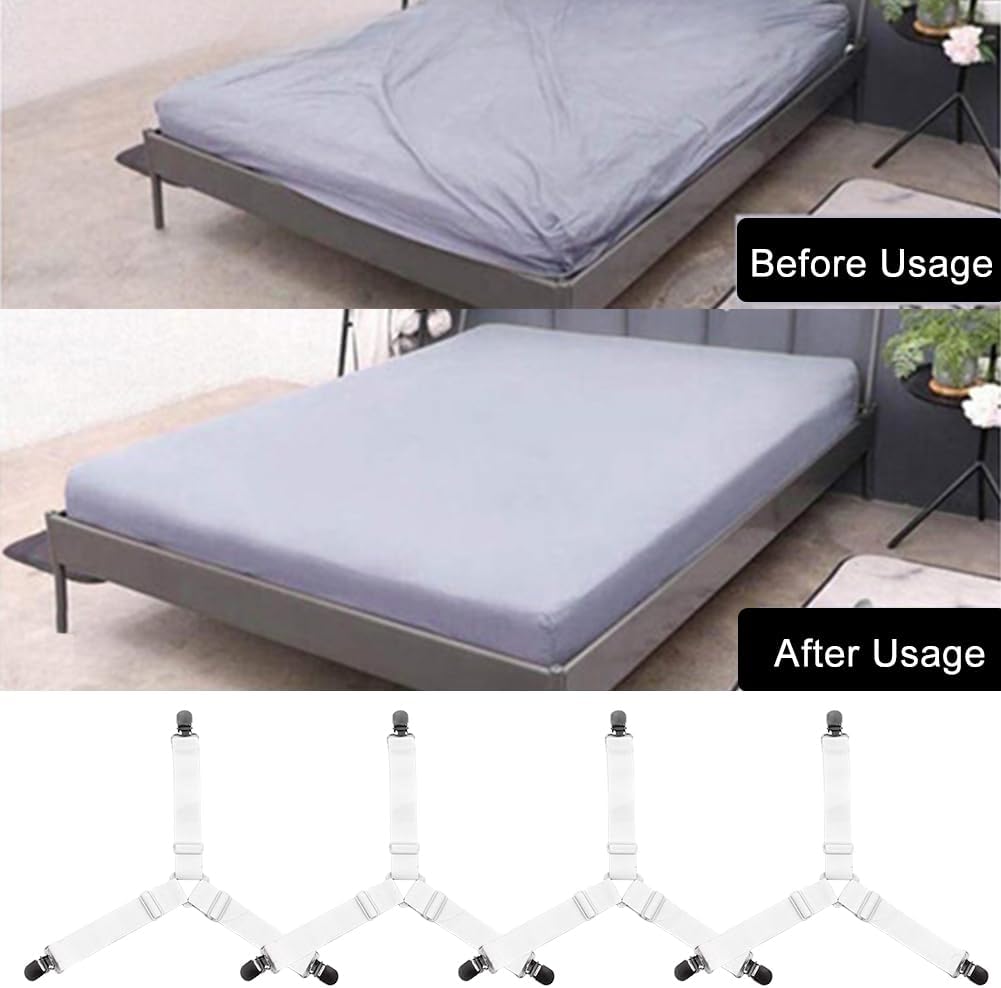 Saycker 4Pcs Sheet Straps with Metal Clips