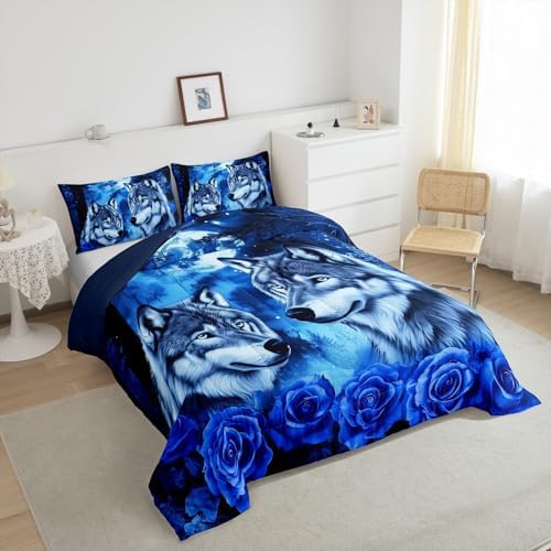 Erosebridal Wolf Couple King Size Bedding Set