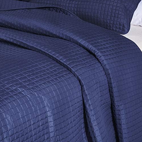 Everest Supply Oversize Queen Box Stitch Blue Bedspread Set