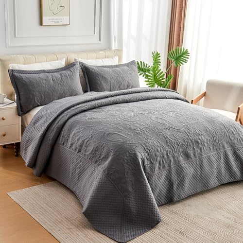 ECHODRM Oversized King Quilt 120x118 Dark Grey