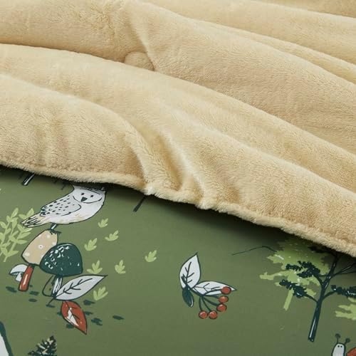 MI ZONE Kids Fluffy Comforter Set with Forest Animals