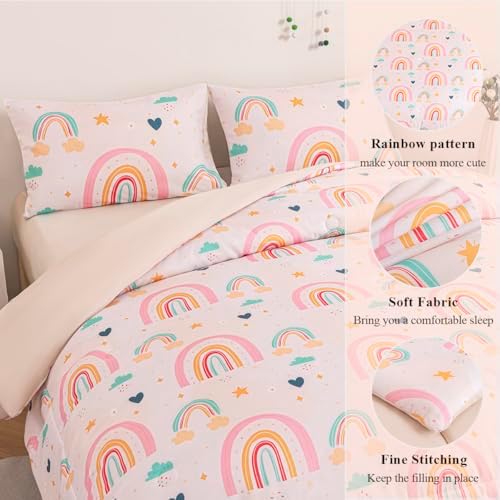 Girls Rainbow Comforter Set 3 Piece Twin