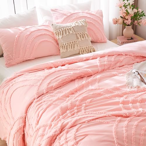 ENJOHOS Pink King Size Bedding Set with Rainbow Design