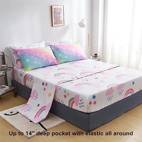 URLINENS Rainbow Girls Comforter Set 7-Piece