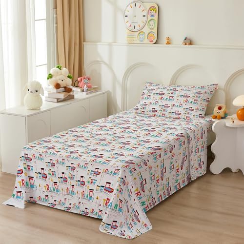 Bedmoon Boys Twin Sheets with Train Pattern
