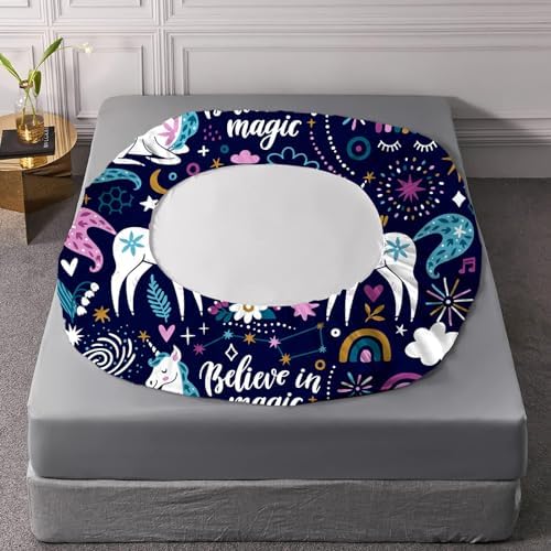 VTKON Navy Blue Unicorn Sheet Set Queen