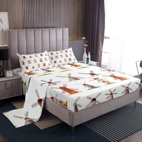 Erosebridal Wooden Windmill Bed Sheet Set Twin