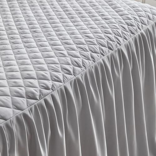 Ruffle Skirt Bedspread Set - 30 Long Drop - Queen Size Gray