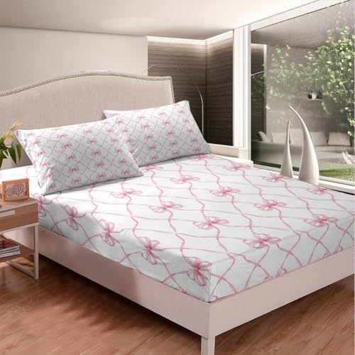 Erosebridal Pink Bowknot Bed Sheet Set for Kids