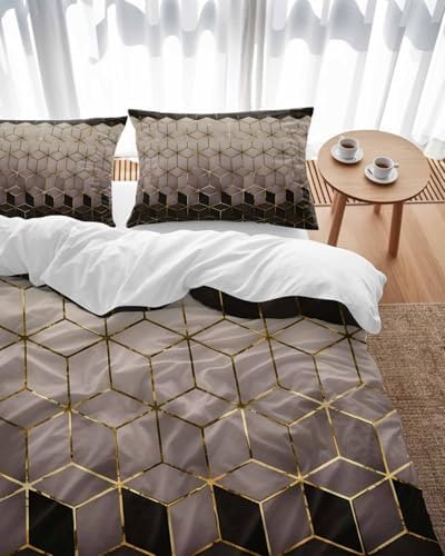 ZOE GARDEN Brown Geometric Duvet Cover Set 3 Pieces