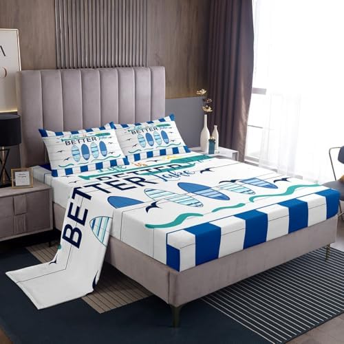 Erosebridal Blue White Ocean Nautical Sheet Set for Kids