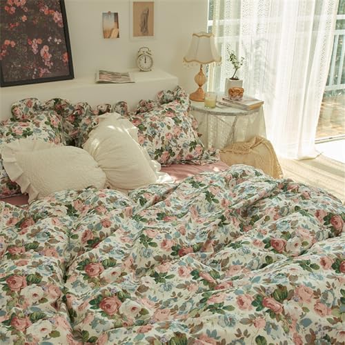 4 Piece Shabby Chic Duvet Cover Set for Girls Kids Teens