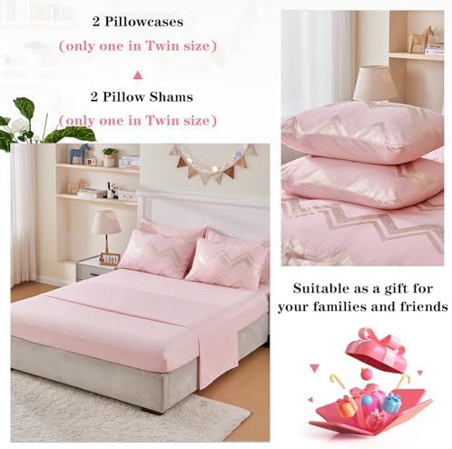 Wowelife 5-Piece Pink TwinTwin XL Comforter Set