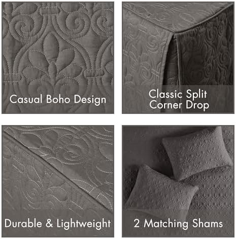 Madison Park Queen Bedspread Dark Grey