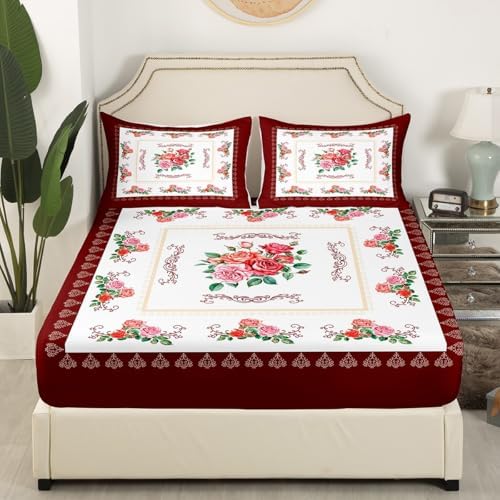 Homewish Red Rose Twin Bedding Set with Pillowcase