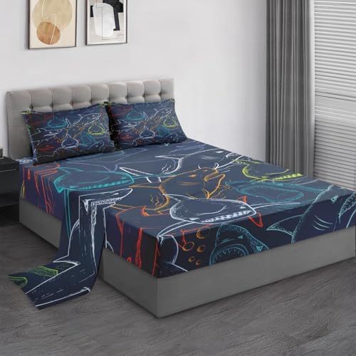 Pamnest King Size Bed Sheet Set with Ocean Design